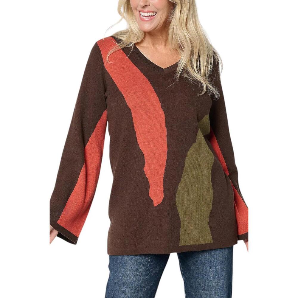 Brandis Dress Out Loud Women's Wild Kat Intarsia Sweater Java Combo - Regular